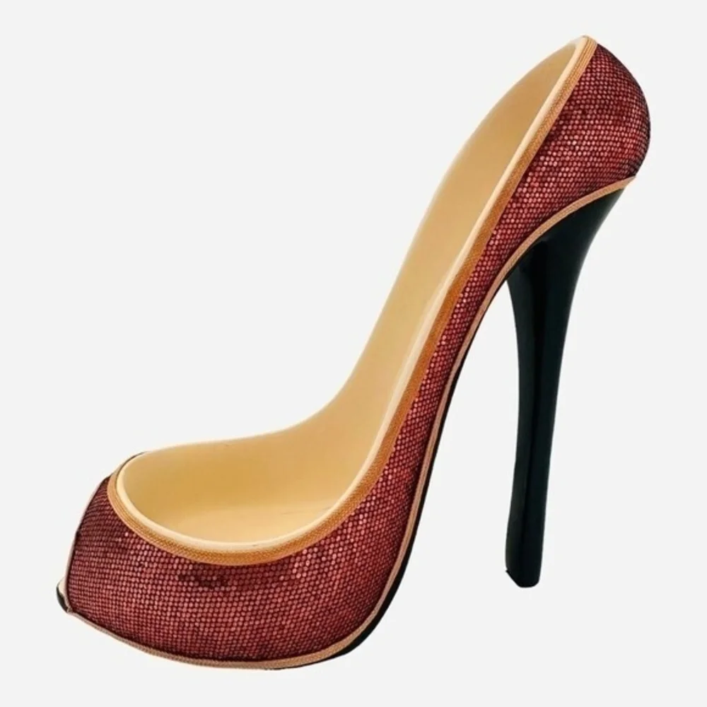 Wild Eye Designs Orange Sequin High Heel Wine Bottle Holder Shoe Display